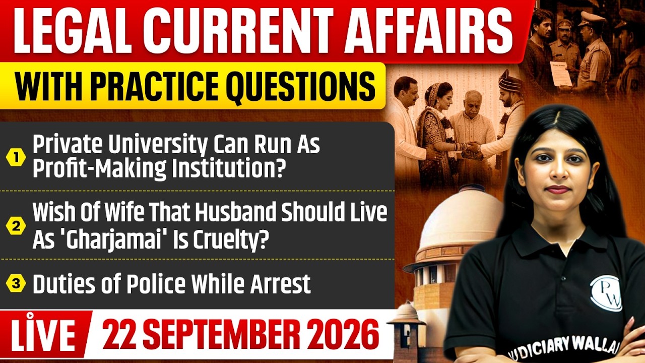 Legal Current Affairs Today | 22 Sept 2026 | Top Legal News | Judiciary/APO/APP | Judiciary By PW