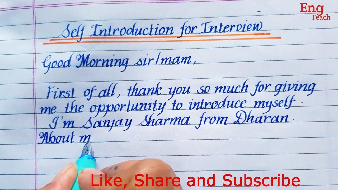 Self introduction in English | how to introduce yourself in interview | handwriting | Eng Teach