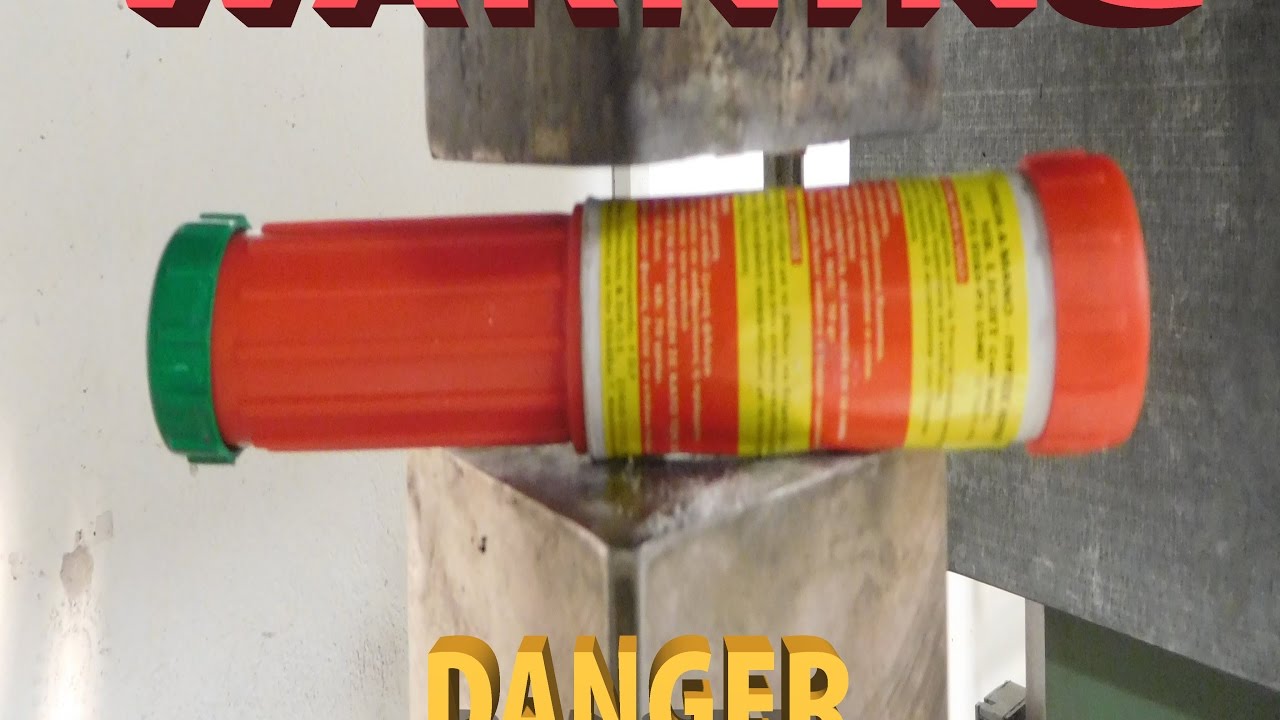 Experiment Road Flare and Fire Works VS Hydraulic Press