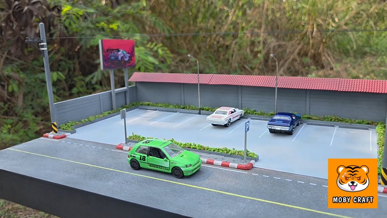 Diorama parking lot : ฉากโมเดลลานจอดรถ 1/64