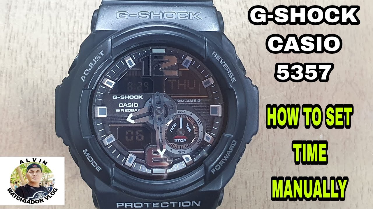 G-SHOCK CASIO 5357, HOW TO SET TIME MANUALLY.