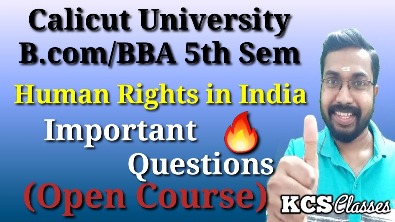 Human Rights in India|Important Questions|Calicut University Bcom/BBA 5th Sem|Open Course