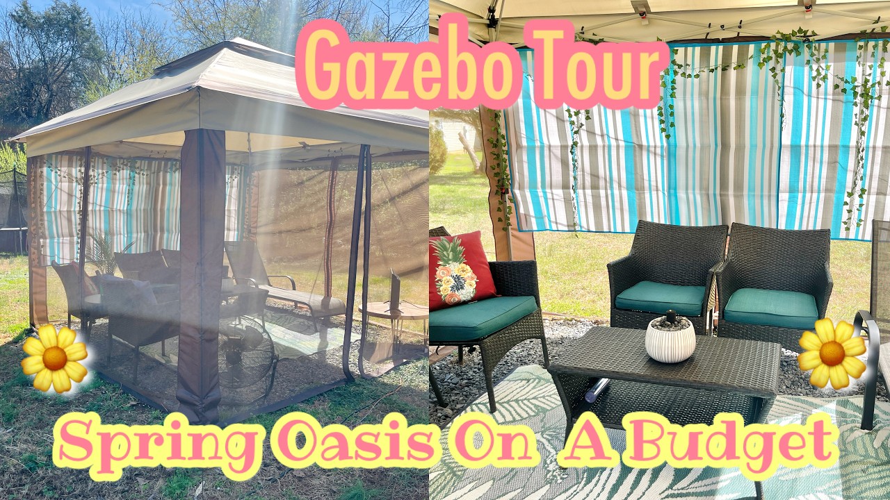 BUDGET FRIENDLY SPRING OASIS | #BUDGETFRIENDLYOUTDOOROASIS #POPUOPGAZEBO