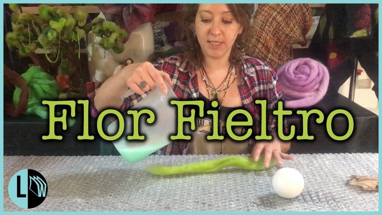 Fieltro Flor Tulipán en Fieltro húmedo. Vellón amasado paso a paso. Felted  Flower. Lana Wolle