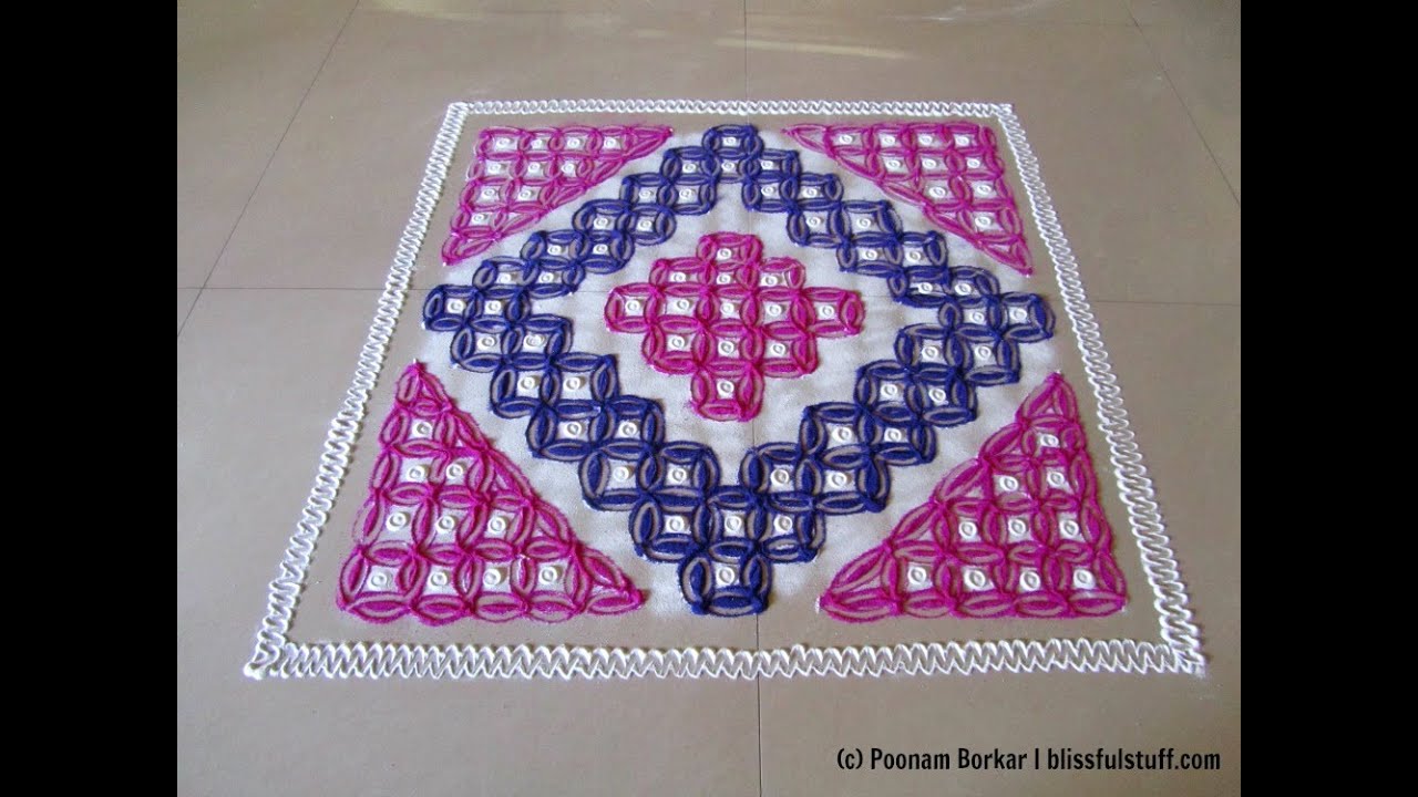 Super easy 14 by 14 dots galicha rangoli | Innovative rangoli designs by Poonam Borkar