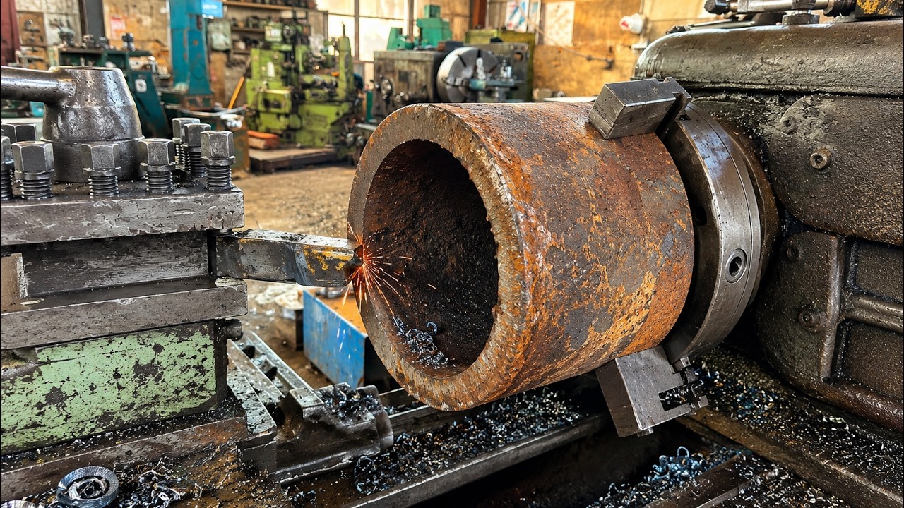 A Skilled Mechanic Rebuilt a Giant Gear by Adding Scrap Pipe Over the Damaged Teeth