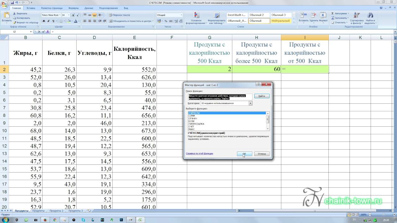 Excel: Функция СЧЕТЕСЛИ. Подсчет значений по критерию