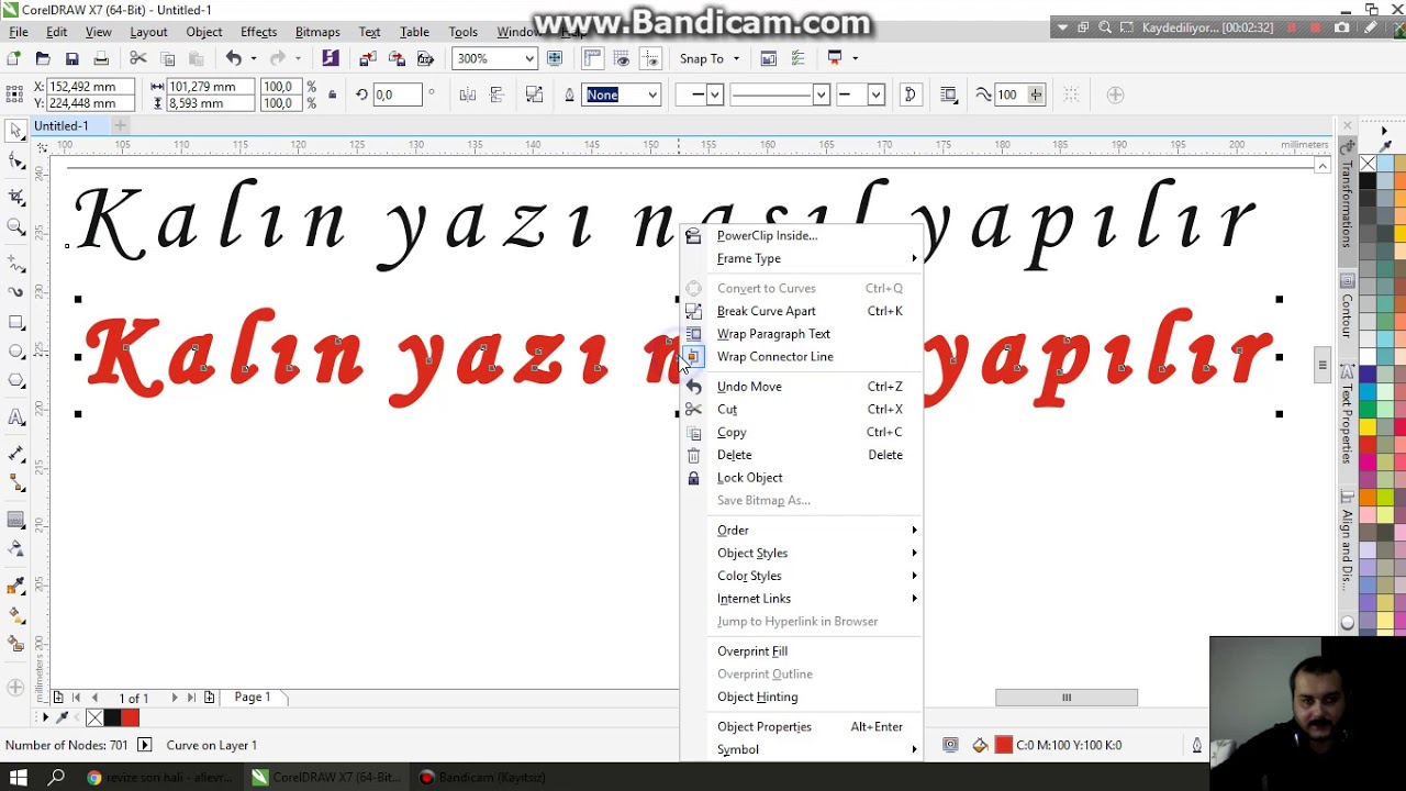 Corel Draw da efektle Bold kalın yazı yapmak