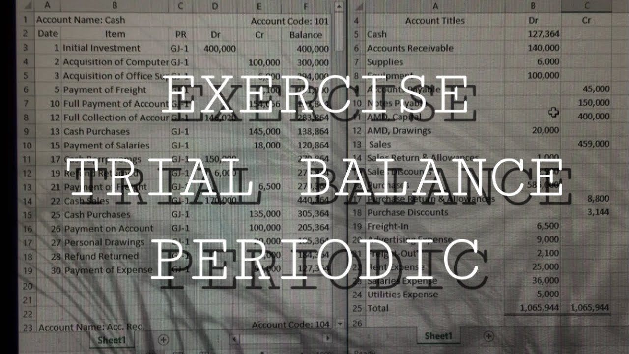 NCIII Bookkeeping Exercise Periodic | Trial Balance
