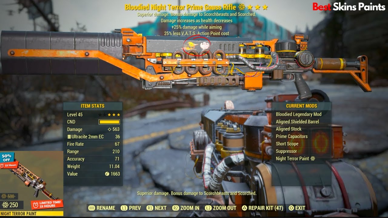 Night Terror Gauss Rifle Paint Fallout 76 Best Skins Paints