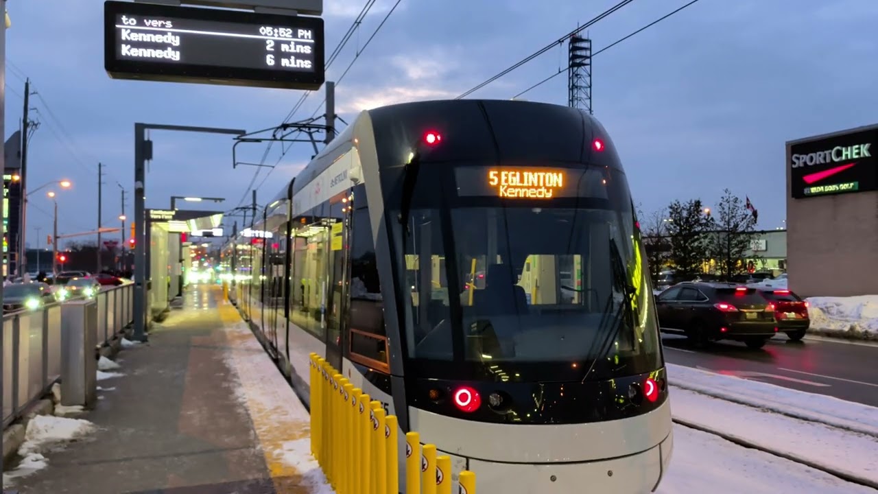 Line 5 Eglinton LRT turning back from Hakimi Lebovic station 