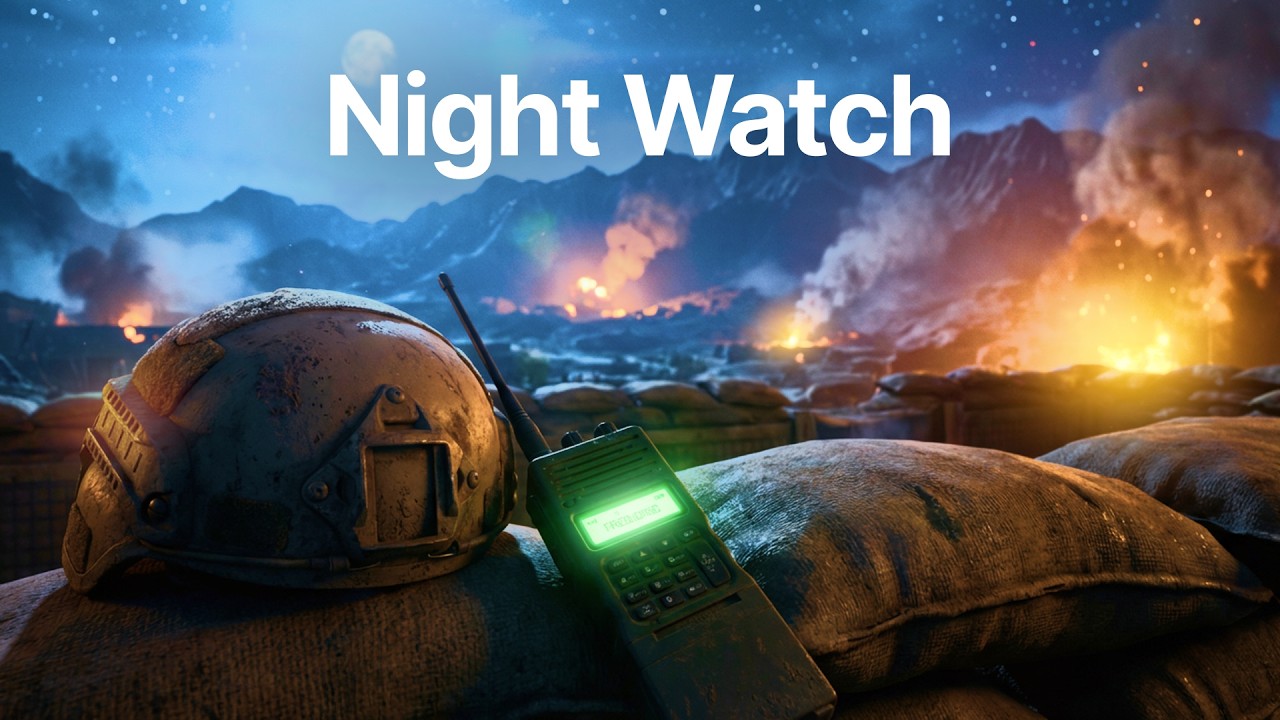 Distant War Ambience for Sleep, Desert Night Outpost, Radio Chatter & Artillery Sounds