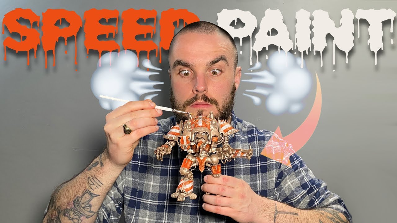 Speed Painting ENTIRE Chaos Knight army HIGH VIS - NO AIRBRUSH HAZARD STRIPE |  Chaos Knight Diorama