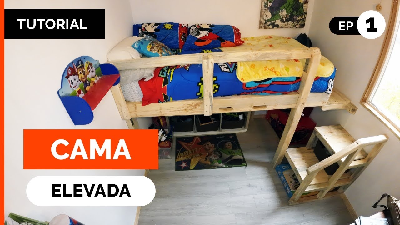 CAMA ELEVADA DE MADERA! 🔨 Cómo hacerla paso a paso (Tendrás más espacio en tu habitación)