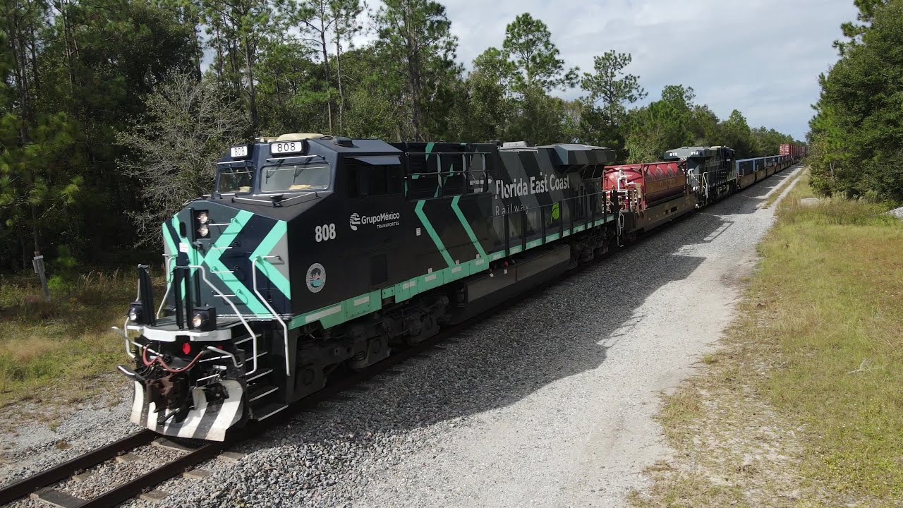 Drone Footage: Florida East Coast Intermodal Train 105 | Flagler County, Florida 10/30/2024