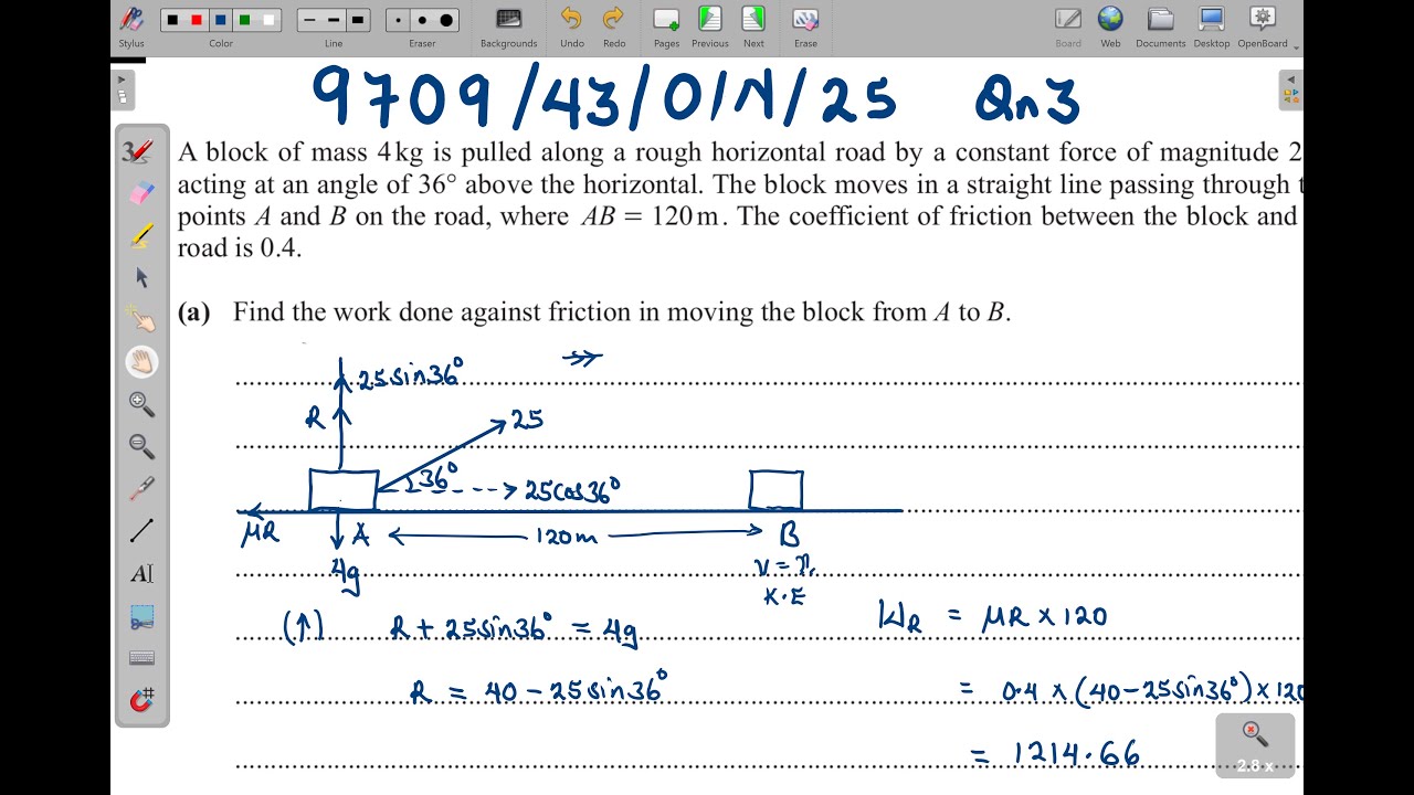 9709/43/O/N/25 -- QN 3 (WORK, POWER & ENERGY) -- MECHANICS | MATHEMATICS PAPER 43 OCT/NOV 2025