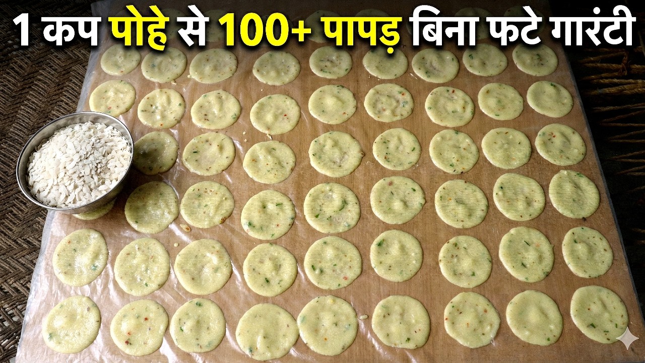 बिना फटे सिर्फ 1 कप पोहे से सैकड़ों पापड़ बनाने का सबसे आसान तरीका | Pohe ke papad | Holi Ke Papad