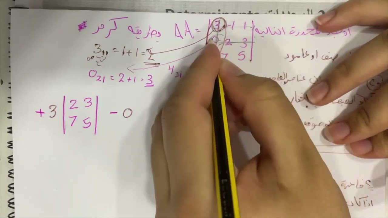 المحددات بطريقة كرمر = طريقة المحددات الصغرى
