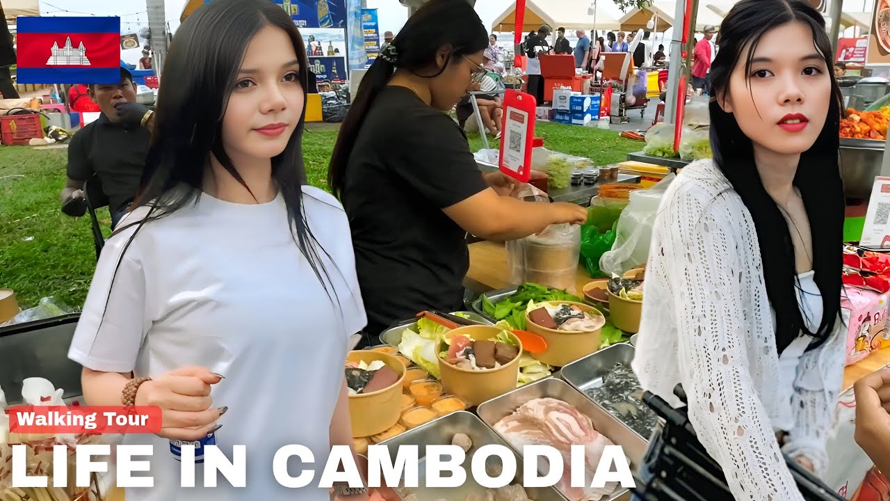 Best Place! Cambodia Walking Tour | Street Food Paradise in Phnom Penh City & Real Khmer Lifestyle 