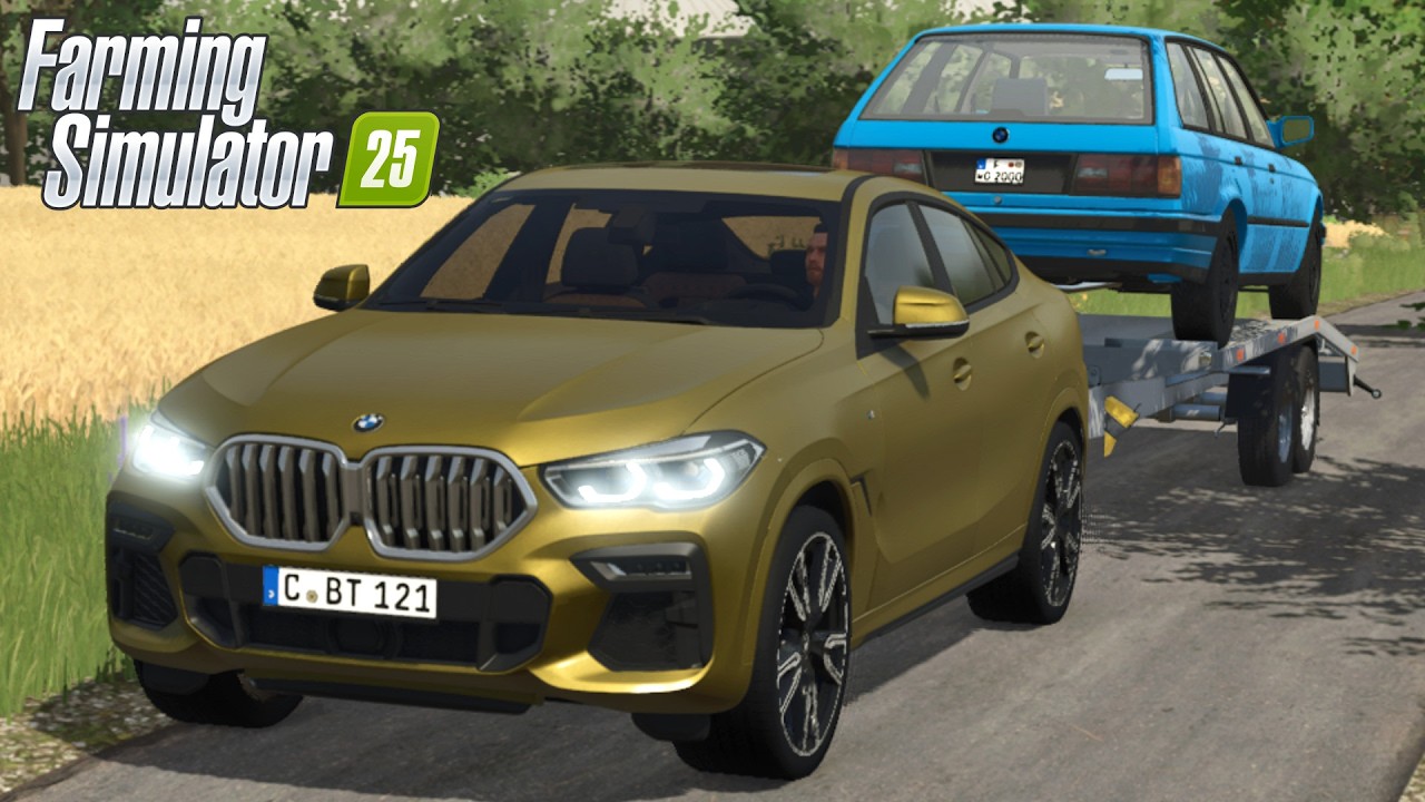 FS25 - 2020 BMW X6 M-Sport with TRAILER & BMW E30 - NEW CAR MOD for Farming Simulator 2025 ROLEPLAY