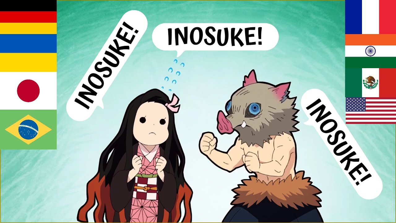 Nezuko is learning to pronounce Inosuke's name in different languages| Demon Slayer:Kimetsu no Yaiba
