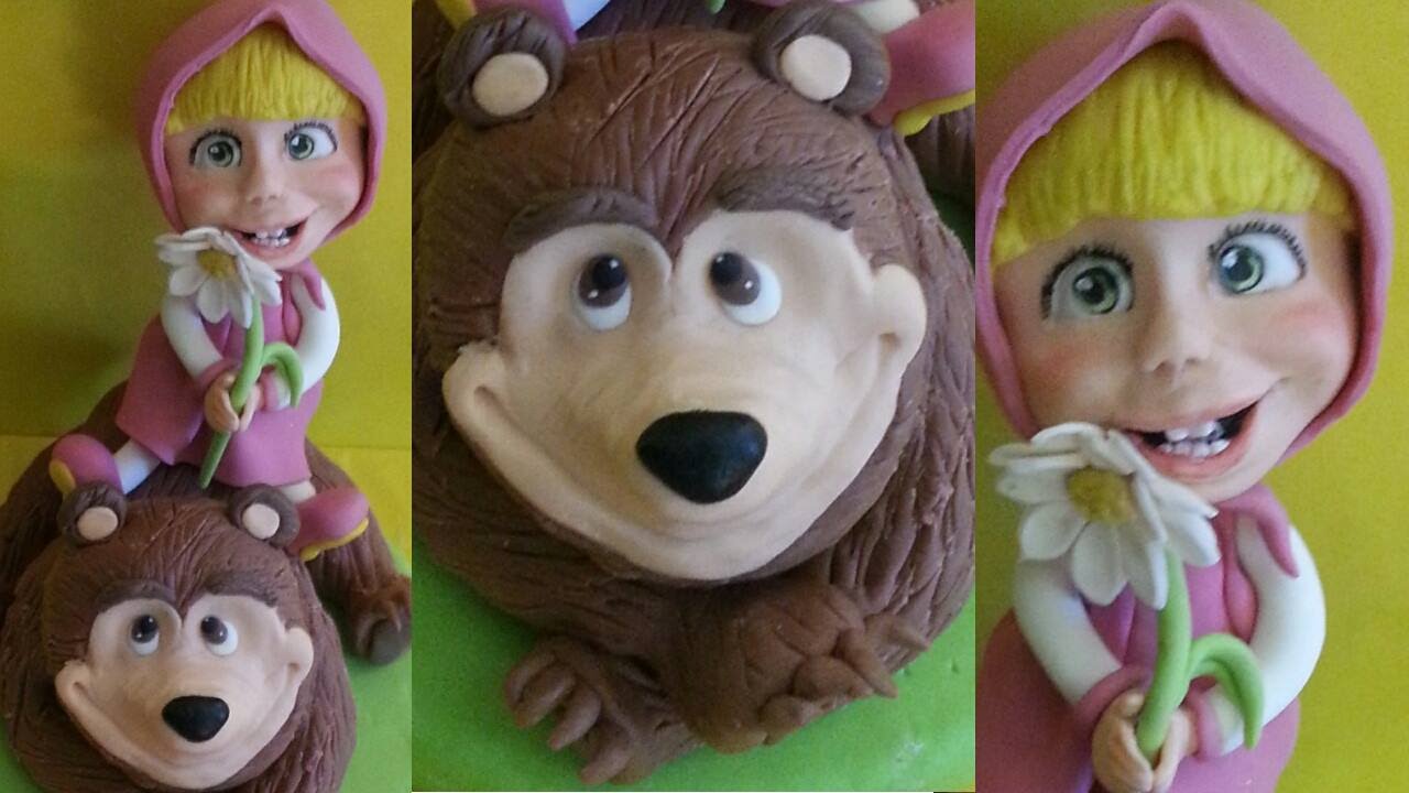 Tutorial Masha e l'orso - Masha and the bear cake topper fondant pasta di zucchero torta decorata
