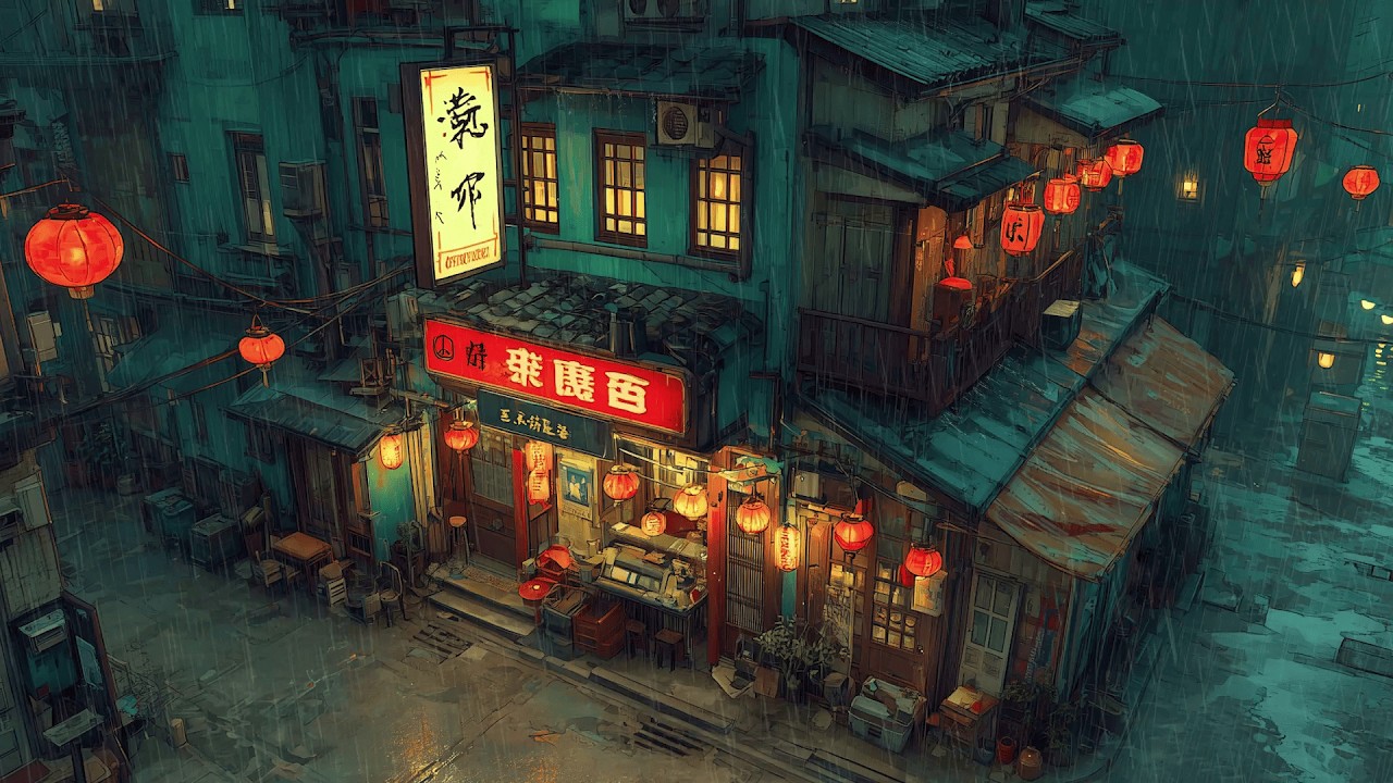 1980s Tokyo Corner Shop Rain ☔ Lofi Hip Hop & Chillhop | Rainy Ryokan Ambience