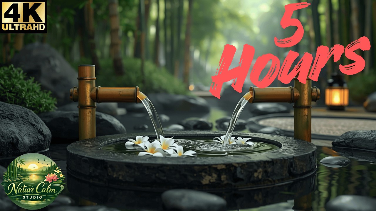 Peaceful Bamboo Water Fountain 🌸 Relaxing Zen Garden Sounds for Sleep & Meditation