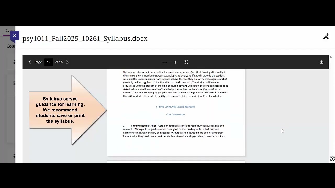 Blackboard Ultra Tutorials -  Syllabus - read, save, and print