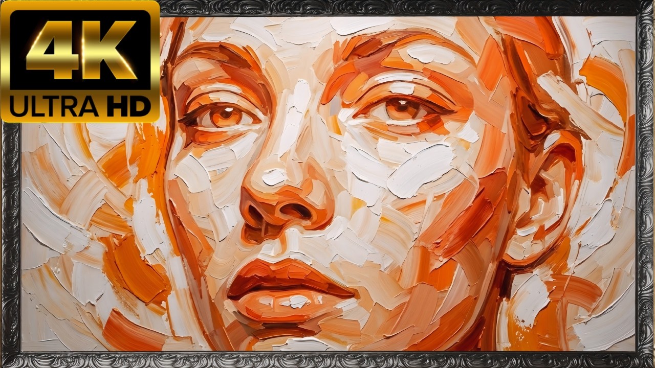 Modern Impressionism: Abstract Orange Face Art Frame