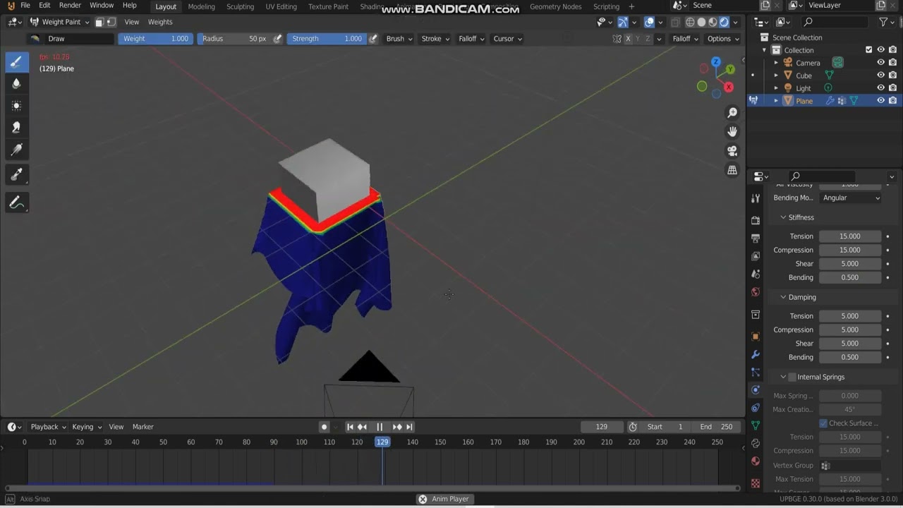 [UPBGE 3.0]Basic Cloth simulation + Dynamic paint