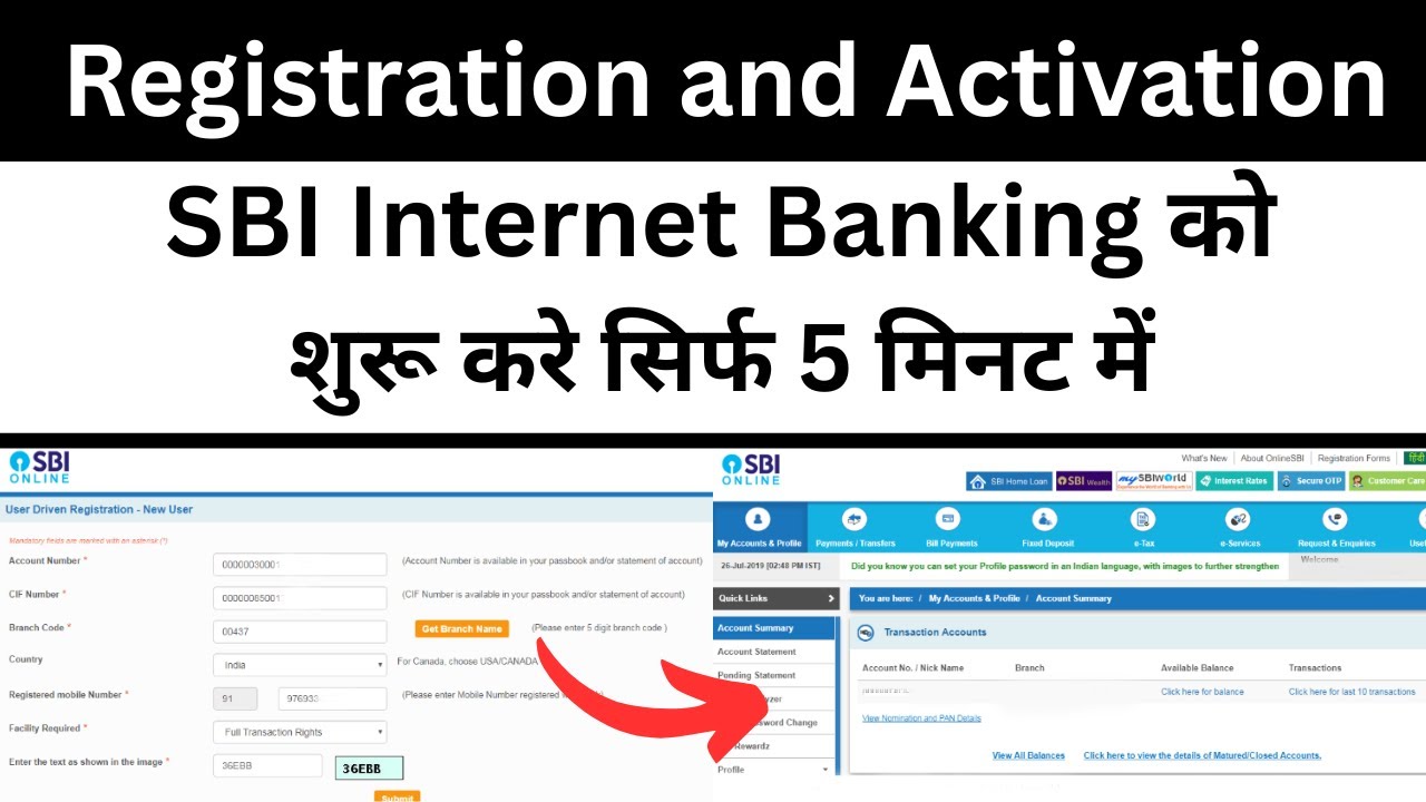 Registration and Activation of SBI Internet Banking II sbi net banking registration Within 5 Minute