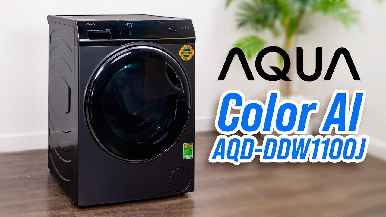 Trên tay máy giặt lồng ngang AQUA Color AI AQD-DDW1100J