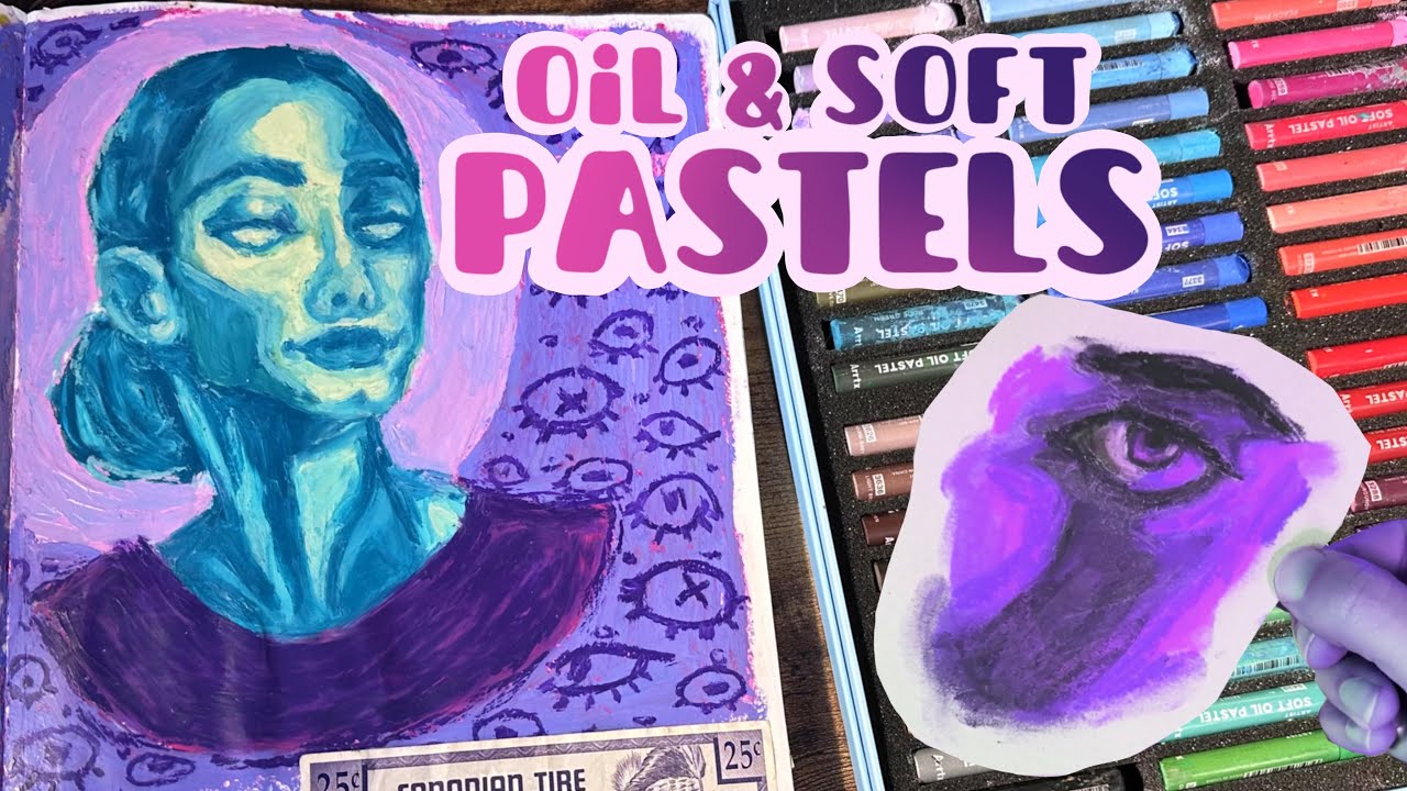 ☕️ messing around with oil & soft pastels in my sketchbook ||  🖍✨🫐🌾  (ft. ARRTX)
