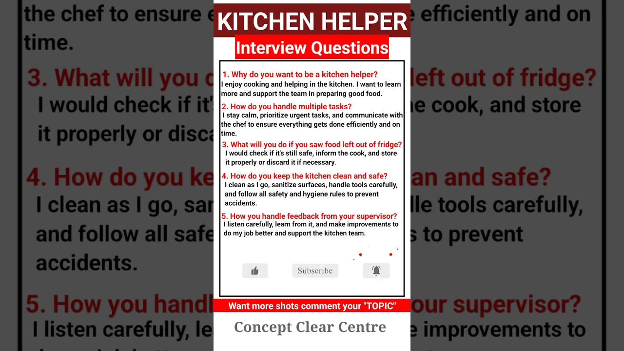 Top 5 Kitchen Helper Job Interview Questions and Answers to ace your Dream Job