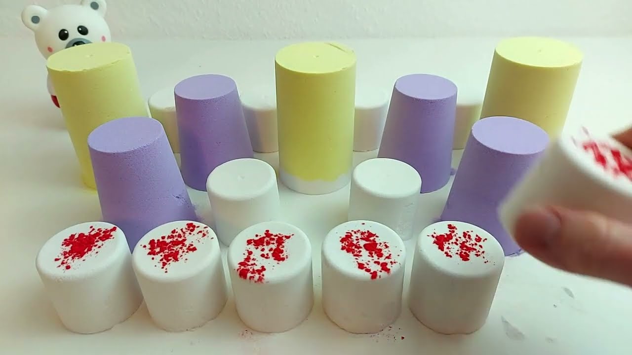ASMR Baking soda crunch, a bit more color💛💜❤