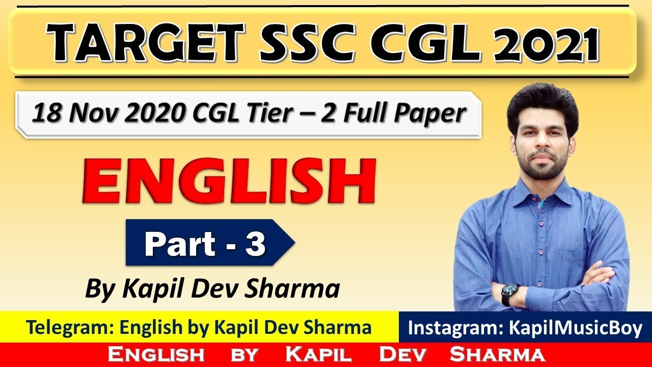 SSC CGL Tier 2 18 Nov 2020 Full Paper Description Part - 3 English by Kapil Dev Sharma