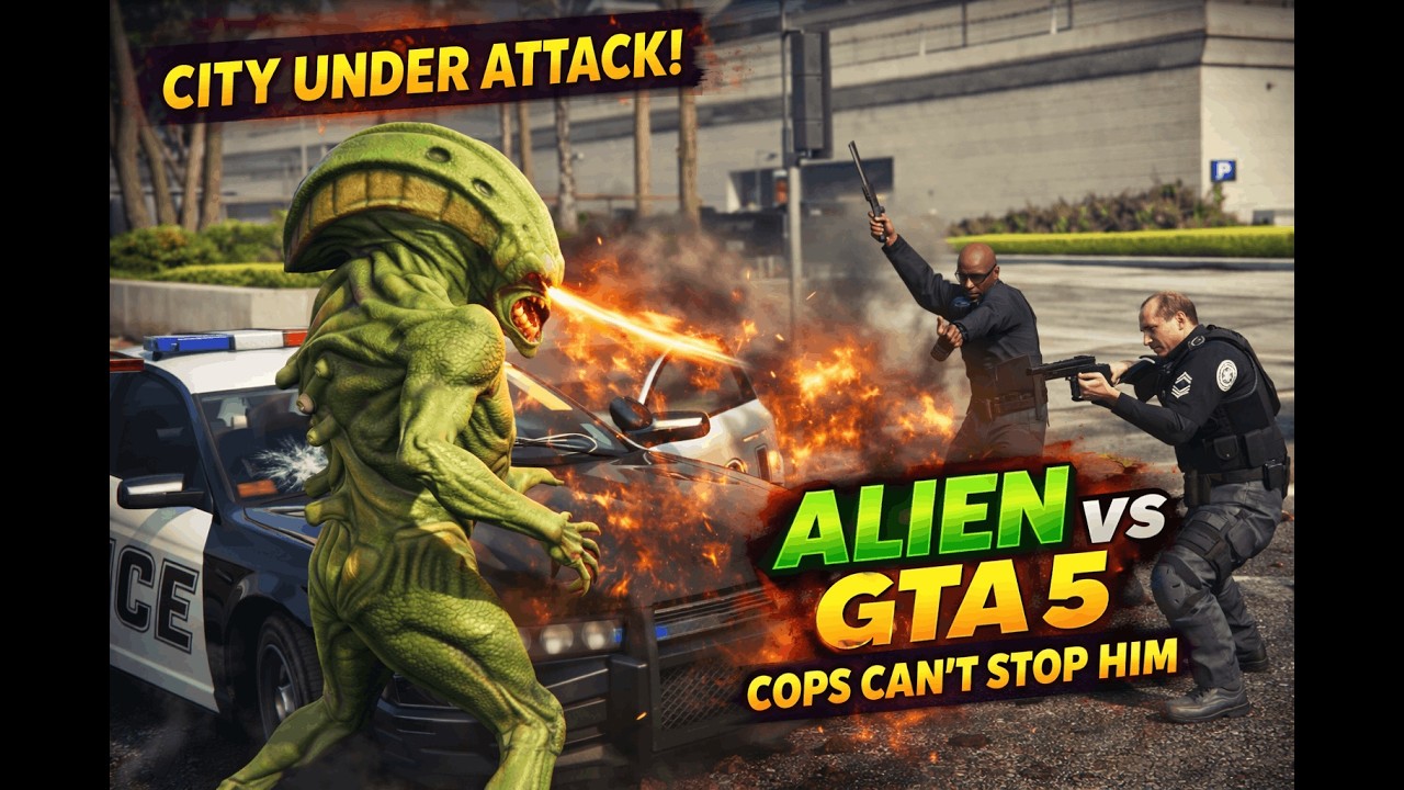 Alien Attacks GTA 5… But The Train HUMILIATES Him Twice 🚂👽