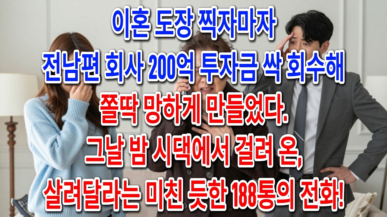이혼 도장 찍자마자 전남편 회사 200억 투자금 싹 회수해 쫄딱 망하게 만들었다. 그날 밤 시댁에서 걸려 온, 살려달라는 미친 듯한 188통의 전화!ㅣ인생사연ㅣ노후사연ㅣ사연라디오ㅣ