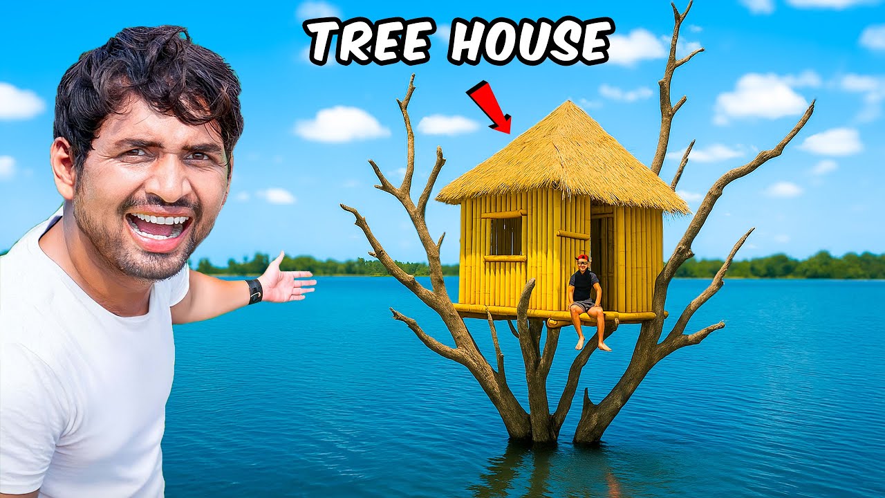 Built a Tree House in the Middle of a Lake - तालाब के बीच पेड़ वाला घर 🌳✨
