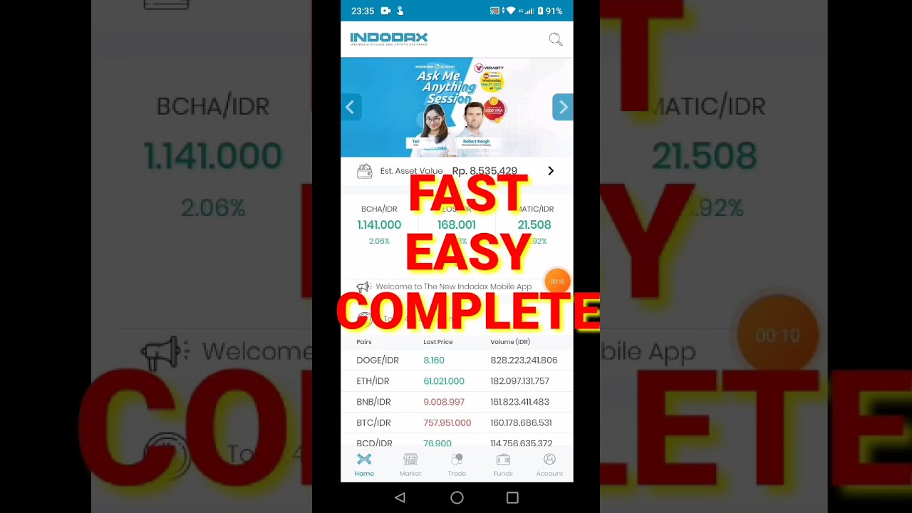 How to deposit on Trust Wallet from Indodax to buy cryptocoin via Cellphone