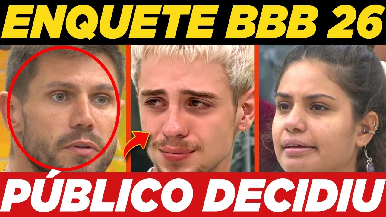 TORCIDA SUMIU?: Enquete QUEM VAI SAIR DO BBB 26 ? VOTALHADA - Juliano, Jonas ou Gabi? Pared&atilde;o BBB