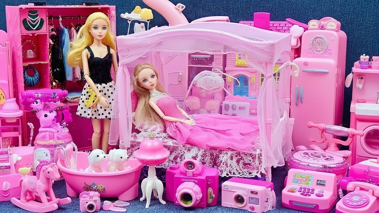 15 Minutes Satisfying with Unboxing Barbie Fancy Bedroom & Kitchen Toys Set Review | ASMR