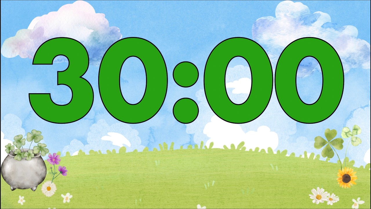 30 Minute Saint Patrick’s Day Classroom Timer (Fun Harp Alarm at End, No Music)