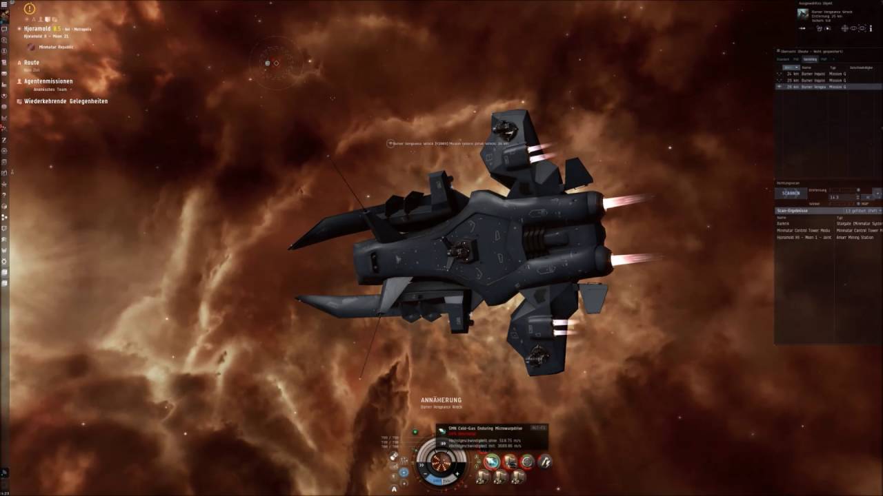 Eve online Level 4 mission running timelapse