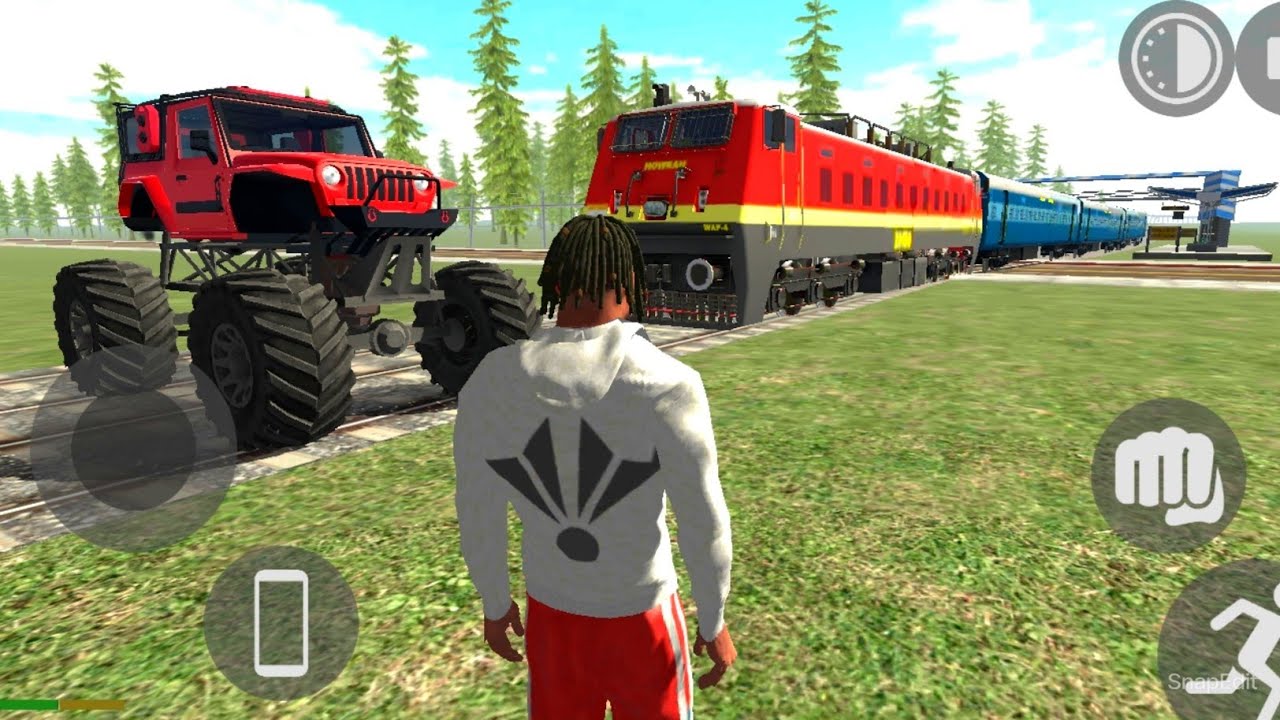 Thar Monster Truck Vs Train Game | Indian Bike Driving 3D