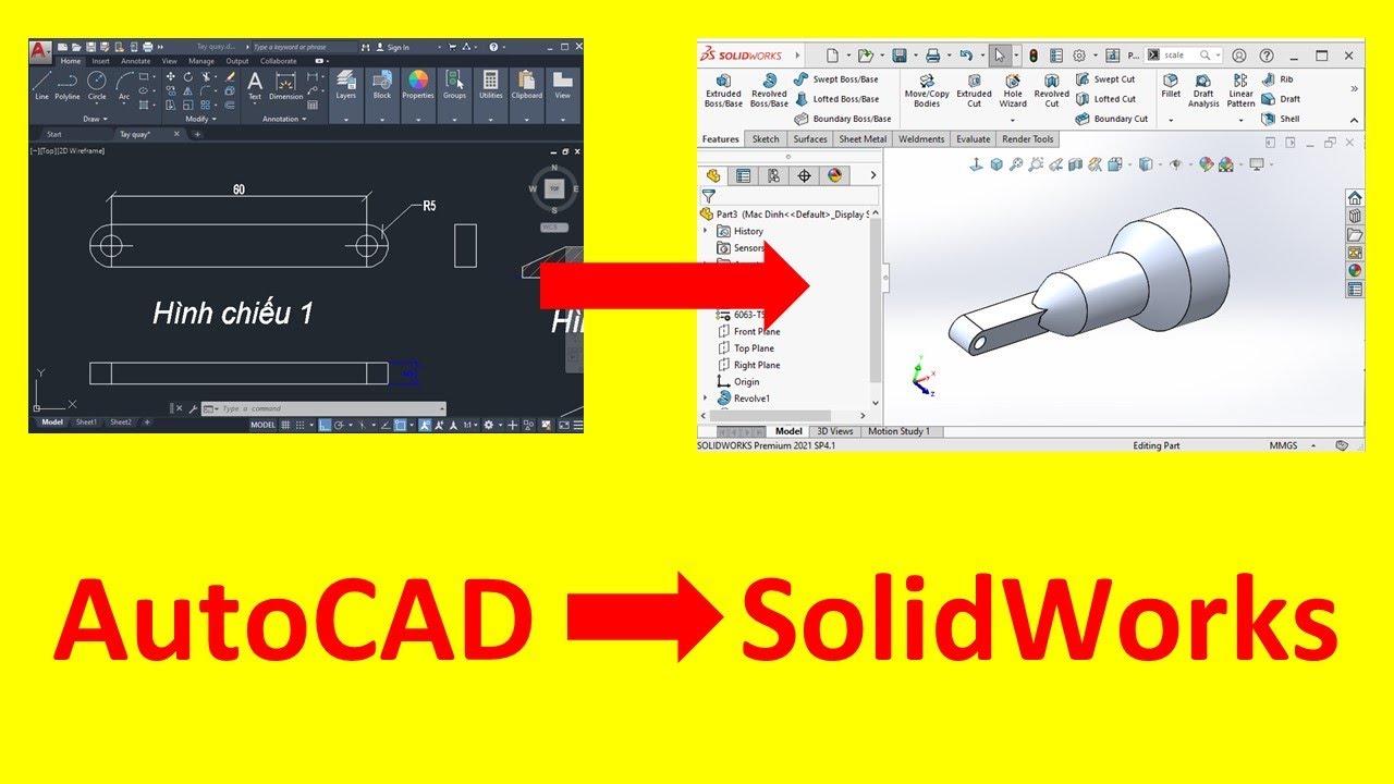 Cách chuyển bản vẽ từ AutoCAD sang SolidWork