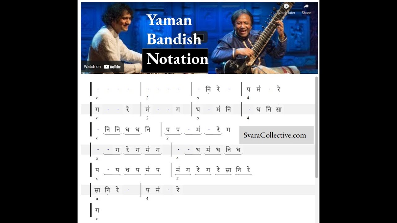 Raga Yaman: Bandish Notations / Sitar by Shahid Parvez