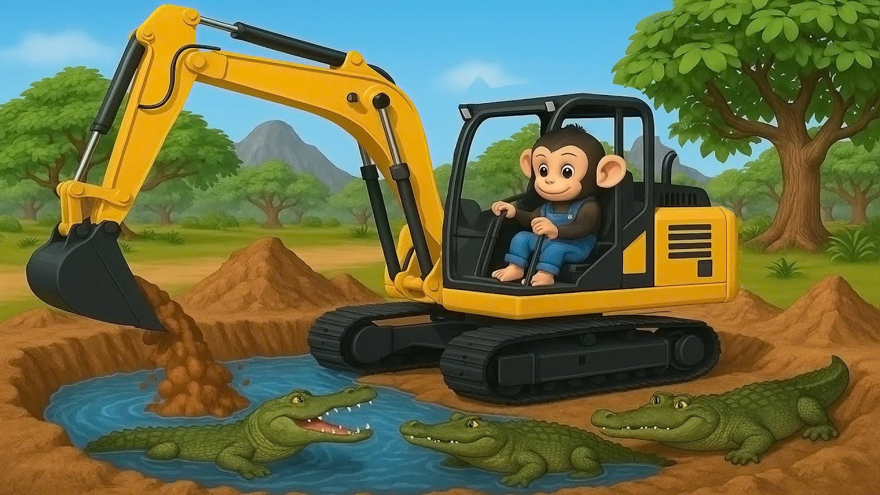 Working With Excavator, Farmer Digs New Pond For Alligators - Farm Work | Cobby Farm