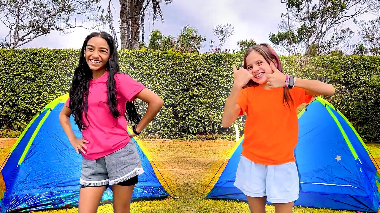 Rafinha e Jessica em acampamento de férias para crianças